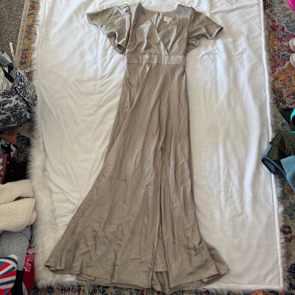 Birdy Grey Jesse Satin Taupe Bridesmaids Dress Small - Picture 3 of 7
